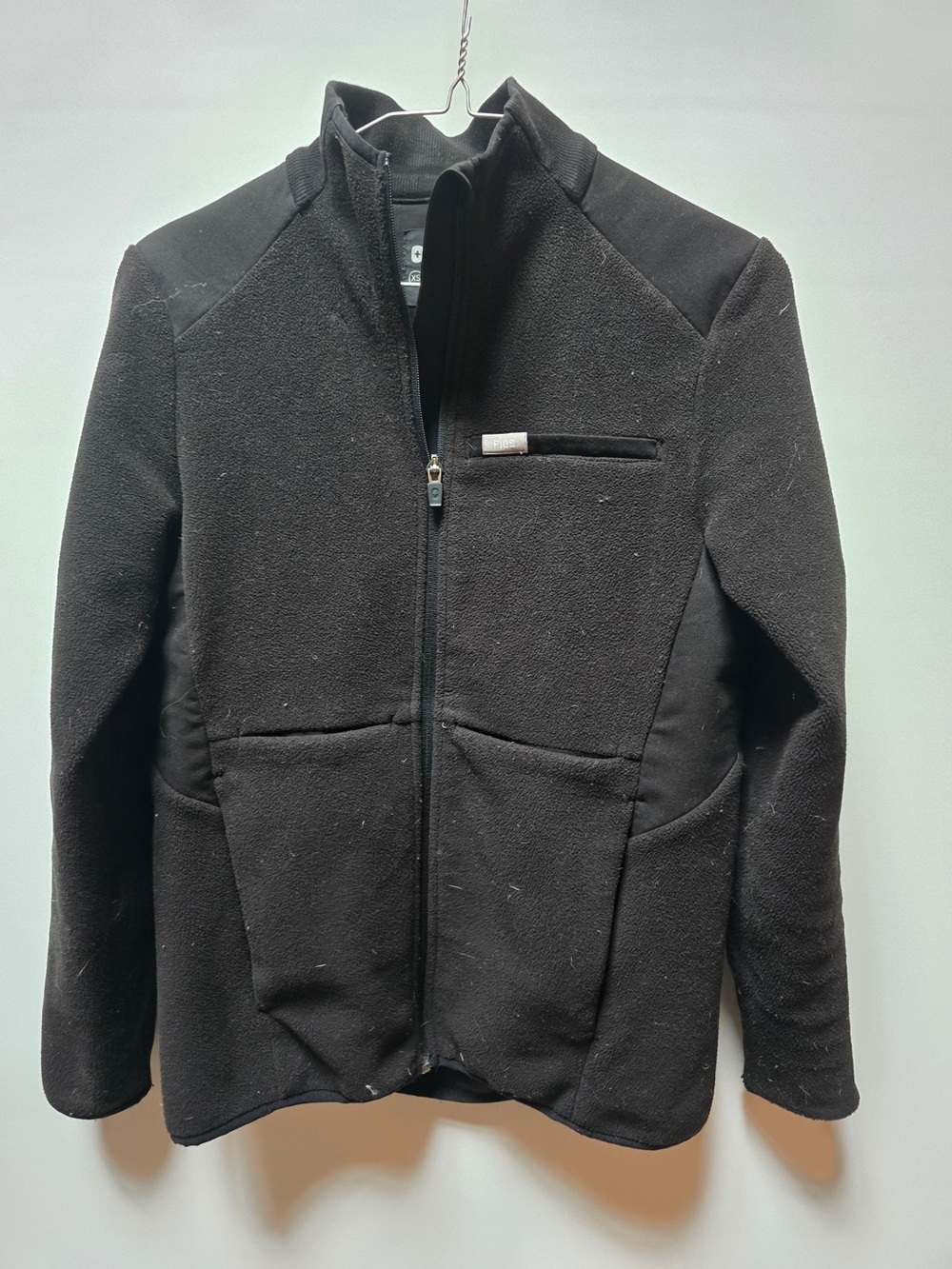 FIGS On-Shift Fleece Scrub Jacket Black Size XS